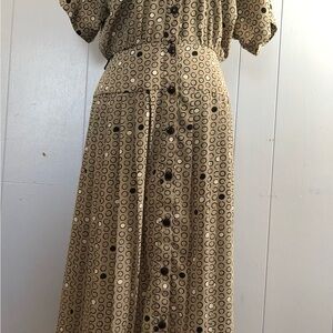 Vintage Liz Claiborne Gray and Black Polka Dot with pockets Dress